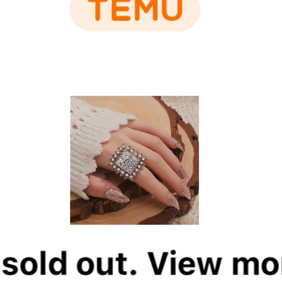 Boho Silver Square Shield Adjustable Ring - Picture 3 of 6